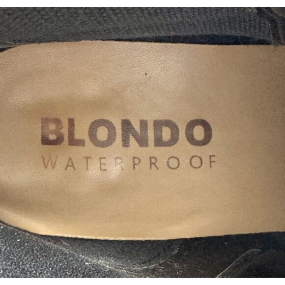 Blondo Women's 9.5 Black Suede Waterproof Ankle Boots Block Heel Side Zip FLAW - Picture 9 of 11